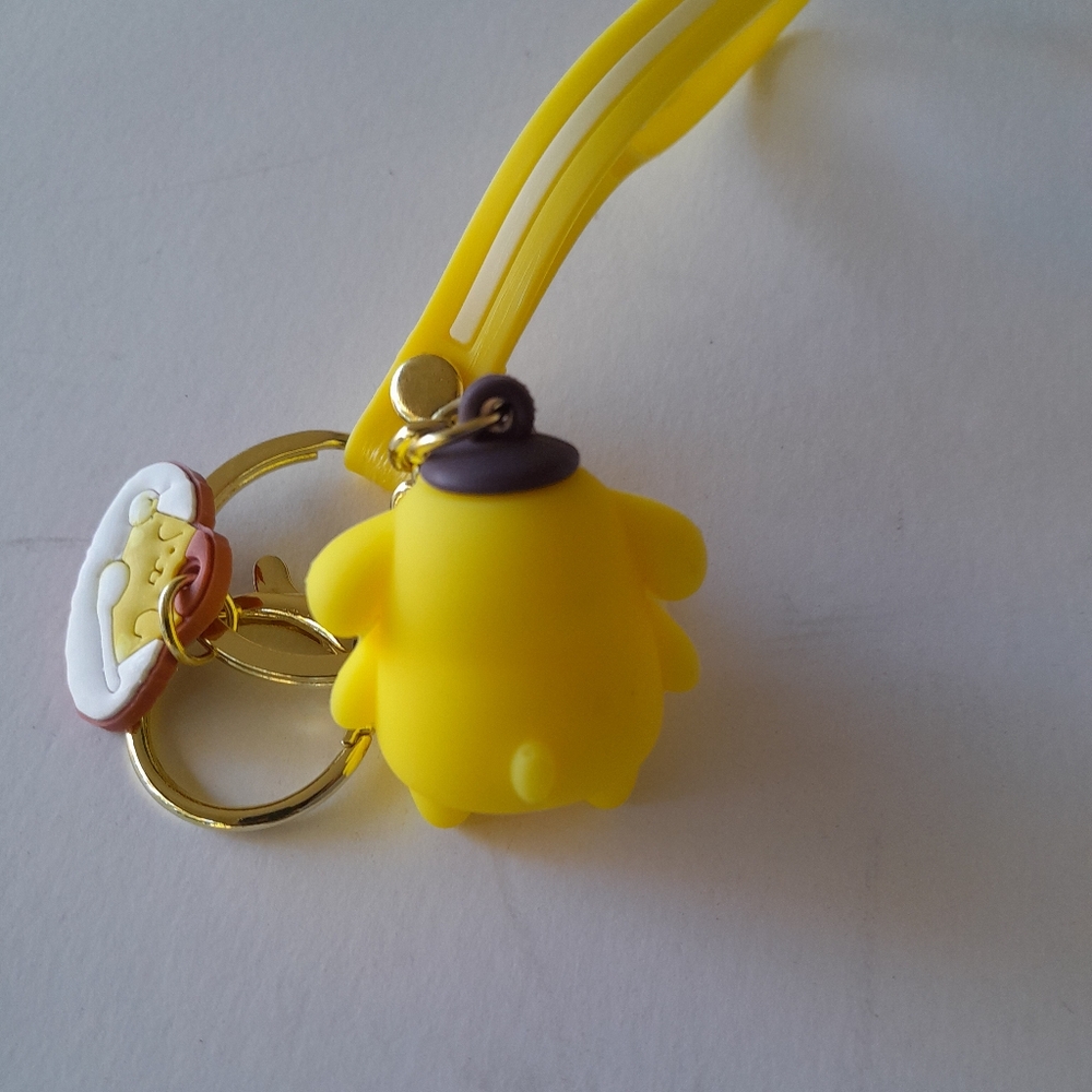 Sanrio Pompompurin 3D Figure Wristlet Keychain Bag Charm Yellow Kawaii Keyring - Picture 5 of 5